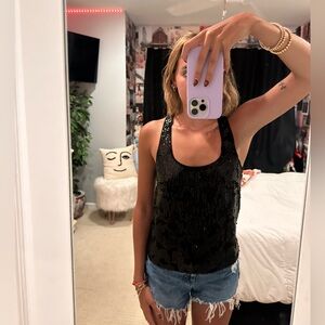 Black Sheer Sequence Top